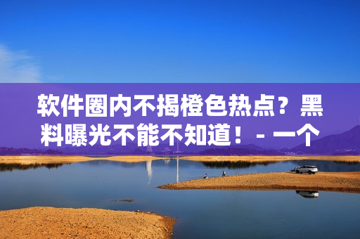 软件圈内不揭橙色热点？黑料曝光不能不知道！- 一个编辑的调查报道