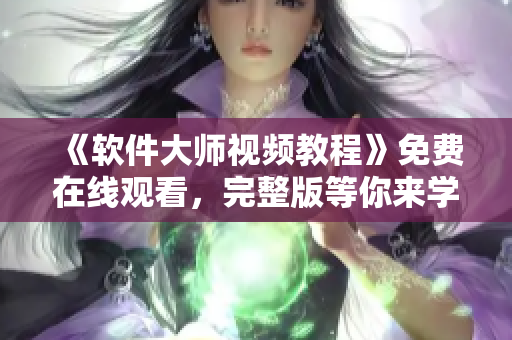 《软件大师视频教程》免费在线观看，完整版等你来学习！