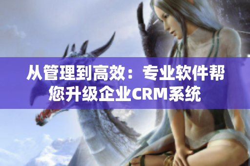 从管理到高效：专业软件帮您升级企业CRM系统